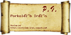 Porkoláb Irén névjegykártya